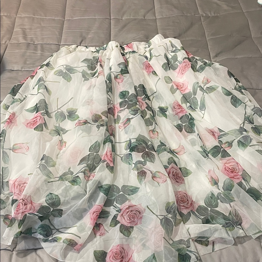 Chicwish Pink Floral A-Line Skirt